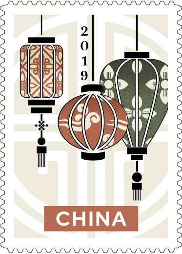 Timbre illustré réalisé par Lola Marié - Voyage en Chine - 2019 - graphiste, freelance, digital nomad, communication, identité de marque