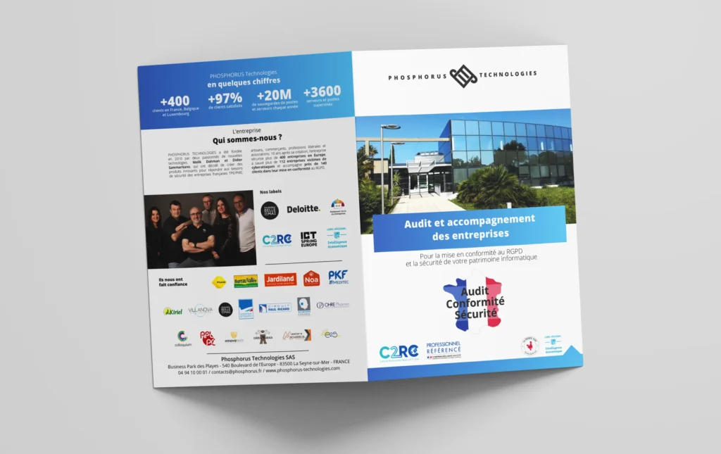 Projet Phosphorus - Couverture du dépliant - graphiste, freelance, digital nomad, communication, identité de marque