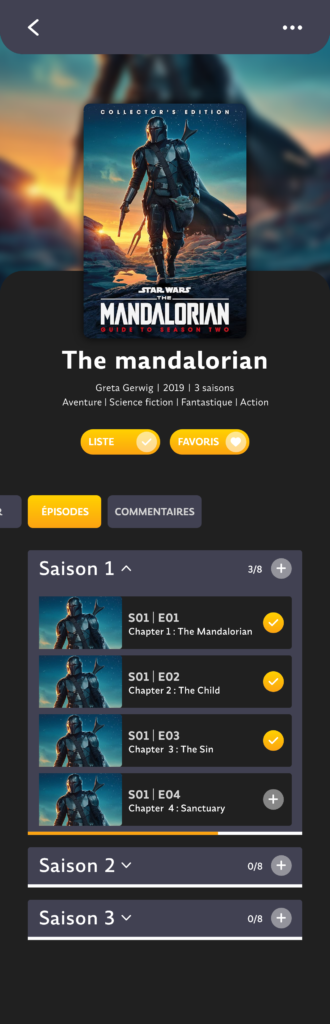 Projet TV Time - Présentation de l'écran série/épisodes - graphiste, freelance, digital nomad, communication, identité de marque