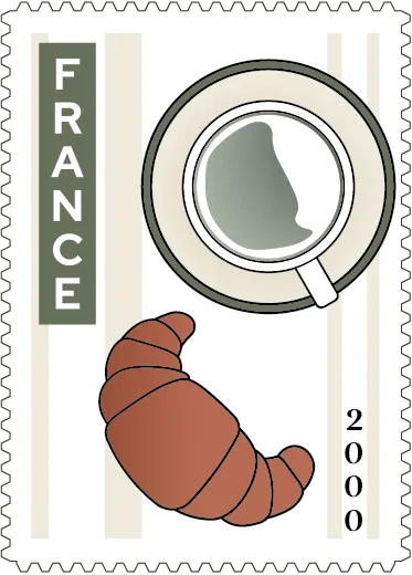 Timbre illustré réalisé par Lola Marié - Voyage en France - 2000 - graphiste, freelance, digital nomad, communication, identité de marque