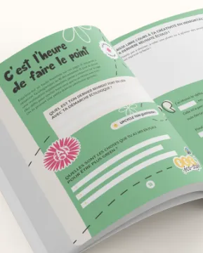 Projet fanion - Carnet de transition écologique - Détail d'une page - graphiste, freelance, digital nomad, communication, identité de marque