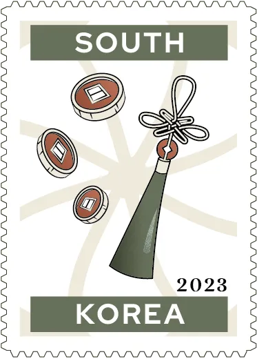 Timbre illustré réalisé par Lola Marié - Voyage en Corée du sud - 2023 - graphiste, freelance, digital nomad, communication, identité de marque