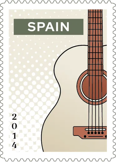 Timbre illustré réalisé par Lola Marié - Voyage en Espagne - 2014 - graphiste, freelance, digital nomad, communication, identité de marque