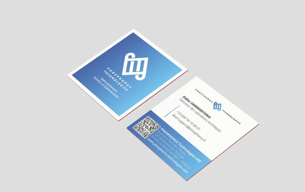 Projet Phosphorus - Cartes de visites - graphiste, freelance, digital nomad, communication, identité de marque