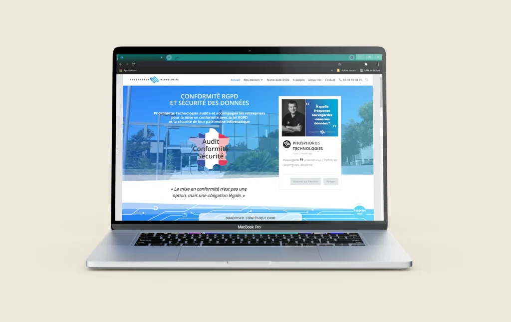 Projet Phosphorus - Screen du site internet de Phosphorus - graphiste, freelance, digital nomad, communication, identité de marque