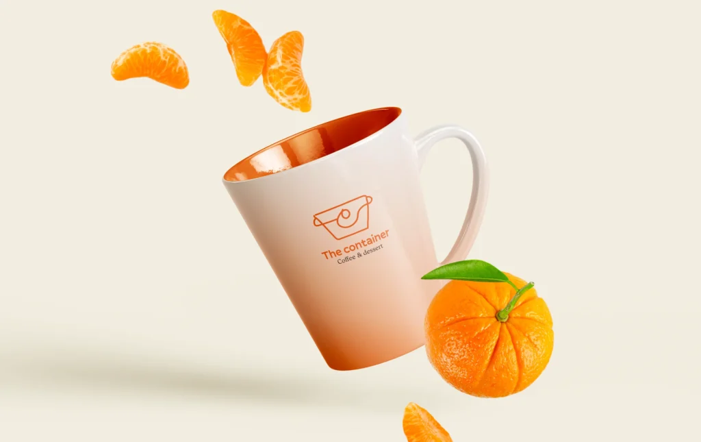 Projet The container - Mug de café lavable - graphiste, freelance, digital nomad, communication, identité de marque
