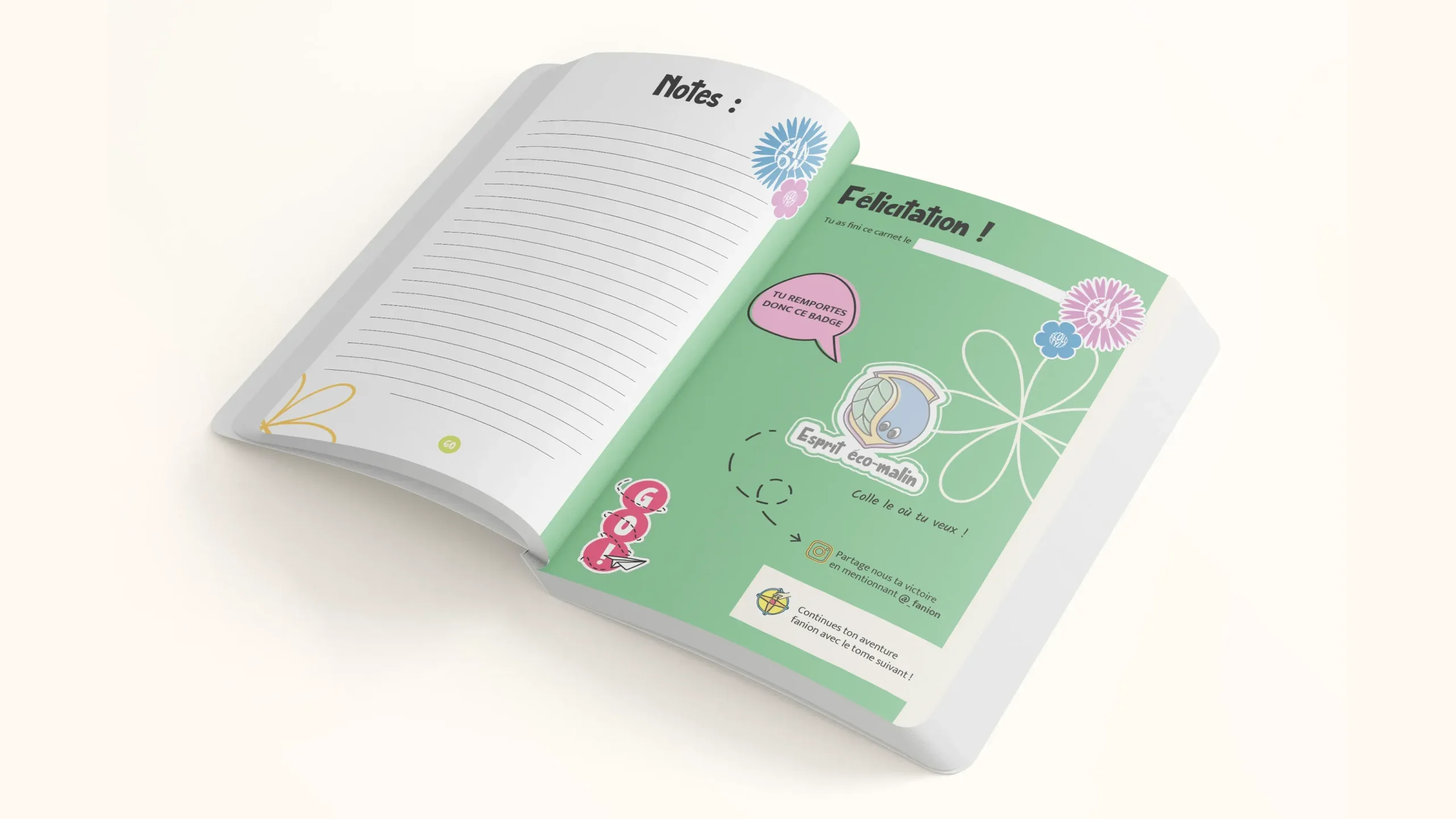 Projet fanion - Carnet de transition écologique - page victoire - graphiste, freelance, digital nomad, communication, identité de marque