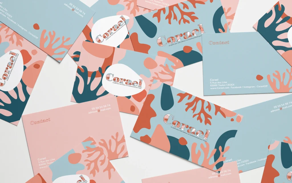 Projet Corael - Carte de visite - graphiste, freelance, digital nomad, communication, identité de marque