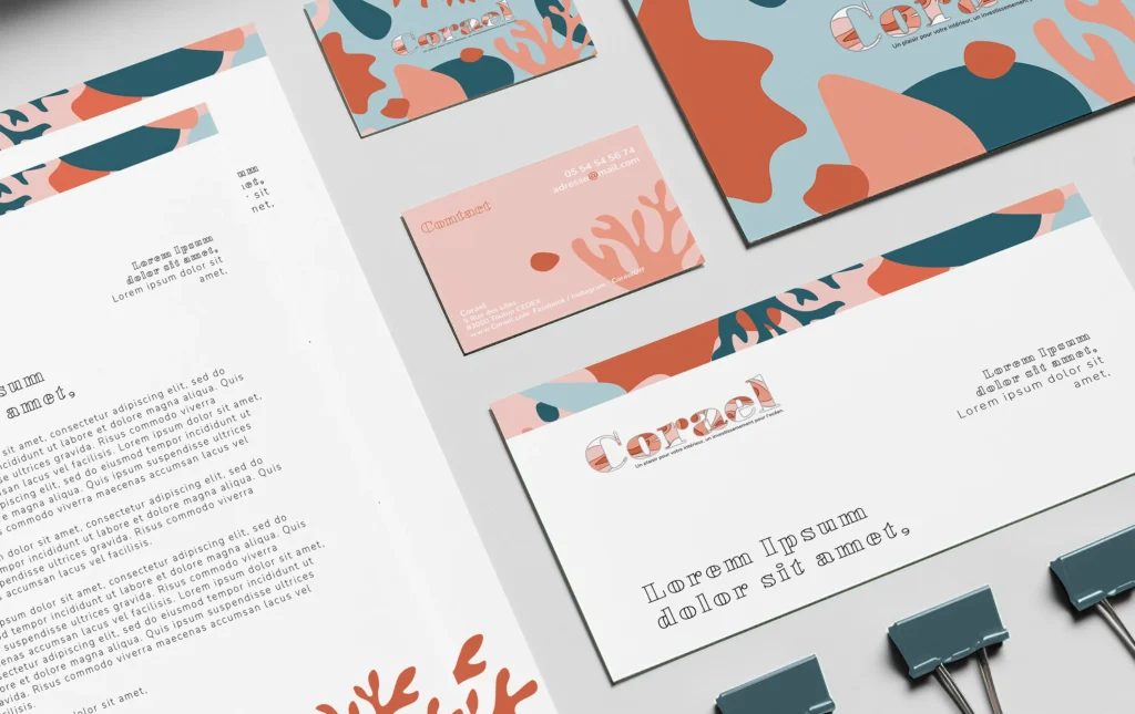 Projet Corael - PAO support de com - graphiste, freelance, digital nomad, communication, identité de marque