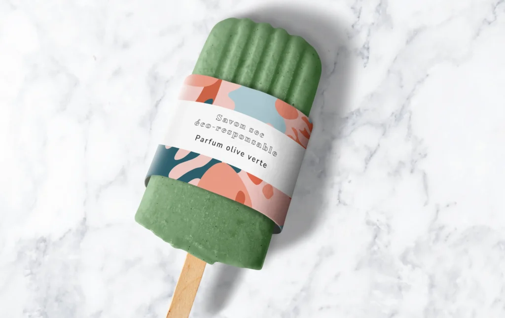 Projet Corael - Emballage d'un savon éco-responsable - graphiste, freelance, digital nomad, communication, identité de marque